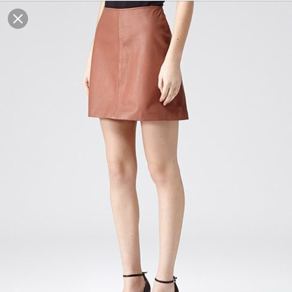 Reiss Dresses & Skirts - NWT Reiss rose pink GENUINE leather mini skirt
